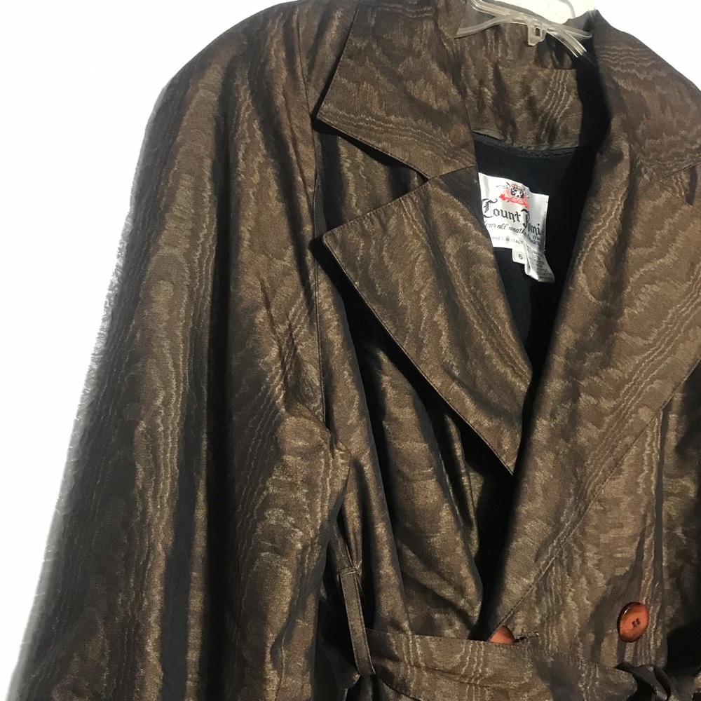 Count Romi Olive Animal Print Metallic Removable Inner Liner Trenca 6 fits L/XL - Picture 6 of 11